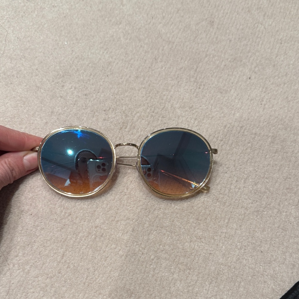Barton Perreira Gold Frame Sunglasses with Blue to Amber Gradient Lenses